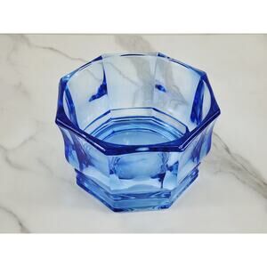 Indiana Clear Blue Glass Octagon Candy Dish Bowl 5 1/2" Home Decor Vintage